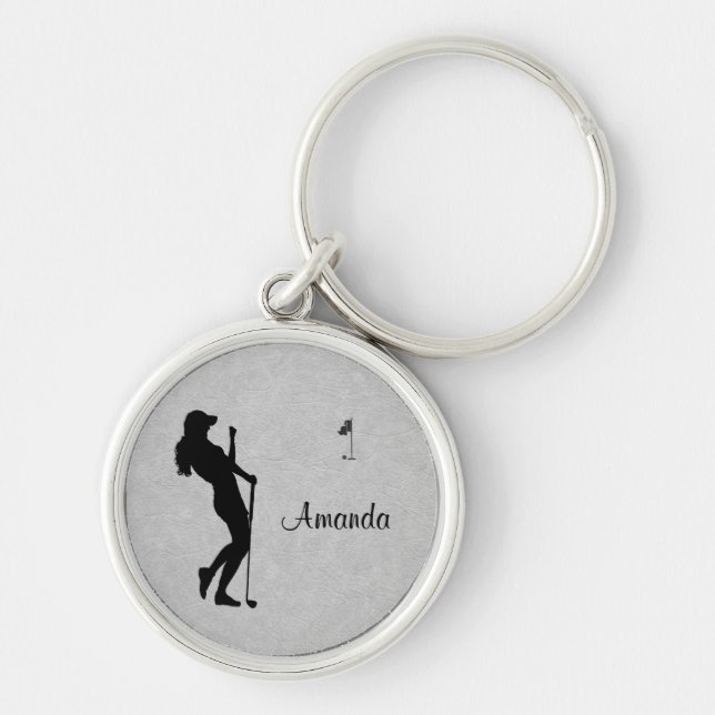 Ladies Golf Leather Look Key Ring (Front)