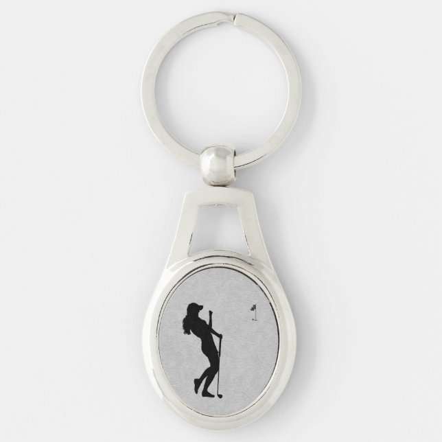 Ladies Golf Leather Look Key Ring (Front)