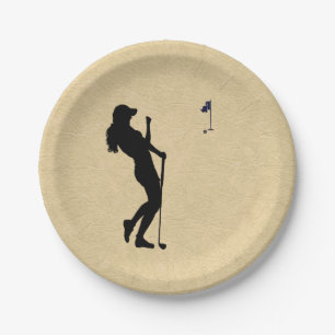 Ladies Golf Leather Look Paper Plate