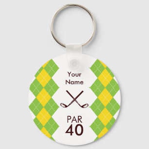 Ladies Golf Party Argyle Preppy Key Ring