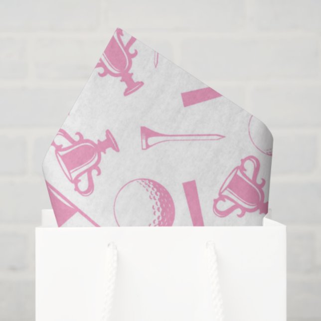 Ladies Golf Pink Green White Preppy Golfing Tissue Paper (Gift Bag)