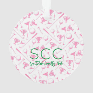 Ladies Golf Pink White CUSTIOM Award Event Favour Ornament