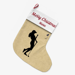Ladies Golfer Large Christmas Stocking
