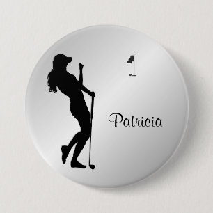 Ladies Golfer Personal  7.5 Cm Round Badge