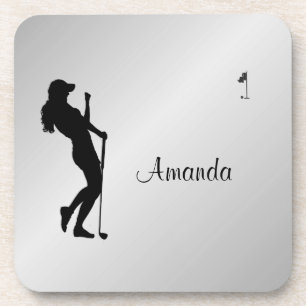 Ladies Golfer Personal Coaster