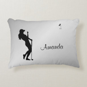 Ladies Golfer Personal  Decorative Cushion