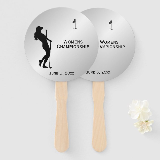 Ladies Golfer Personal  Hand Fan (Front and Back)