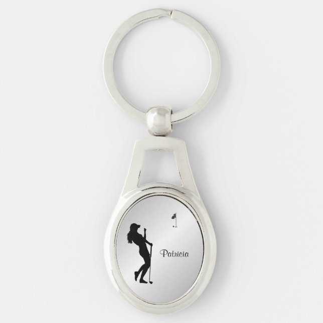 Ladies Golfer Personal  Key Ring (Front)