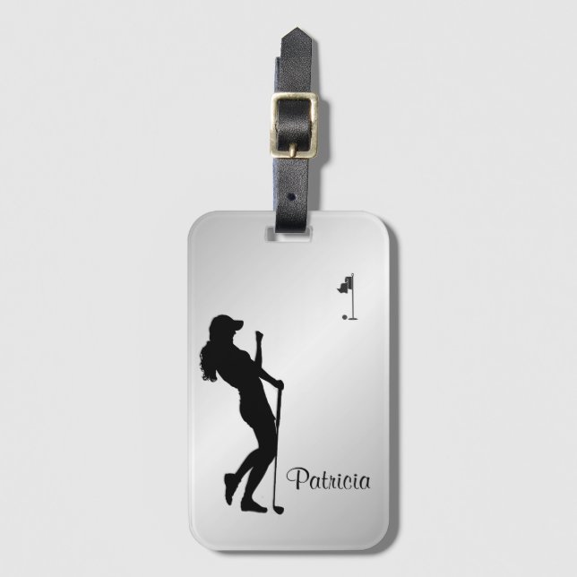 Ladies Golfer Personal  Luggage Tag (Front Vertical)