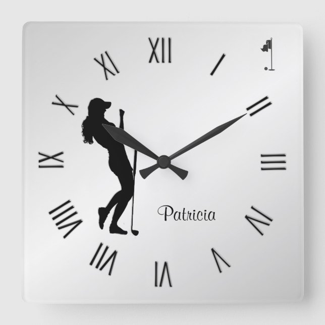 Ladies Golfer Personal  Square Wall Clock (Front)