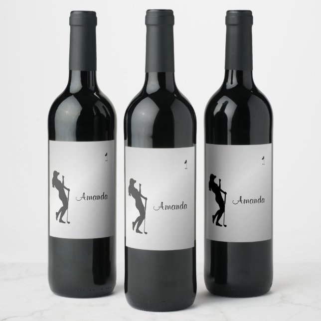 Ladies Golfer Personal  Wine Label (Bottles)