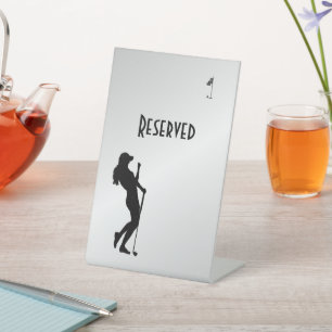 Ladies Golfer Reserved Pedestal Sign