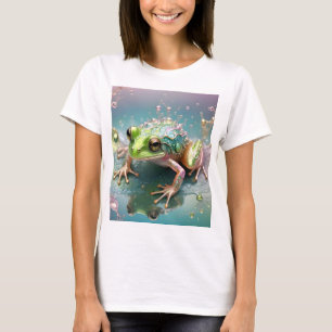 Ladies Green Tree Frog Reflections Fractal Art, T-Shirt