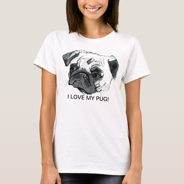 Ladies "I Love My Pug" t-shirt (Front)