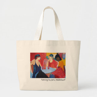 Ladies in cafe totebag large tote bag