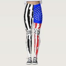 Ladies Leggings Black and White and Colour Flag