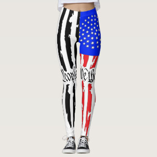 Ladies Leggings Black and White and Colour Flag