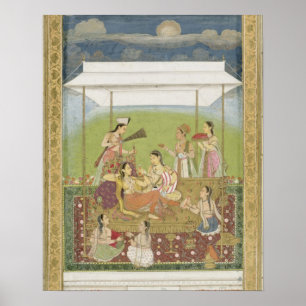 Ladies listening to music in a garden, from the Sm Poster