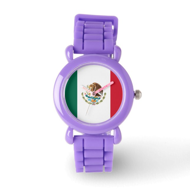 Ladies' Mexican Flag Watch (Red Glitter Strap) (Front)