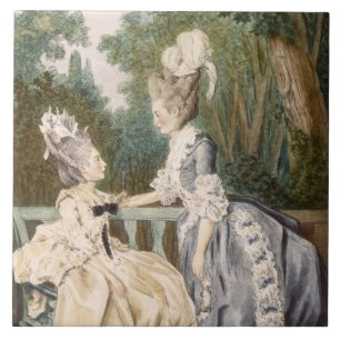 Ladies' Morning Dress, 1771 (colour engraving) Ceramic Tile