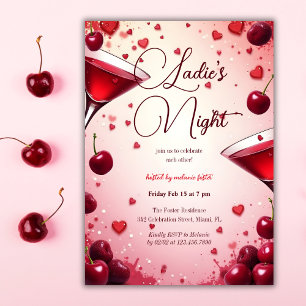 Ladies Night Cherry & Cocktail Galentine's Invitation