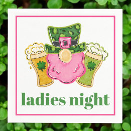 Ladies Night Leprechaun Beer St Patrick's Day Napkin