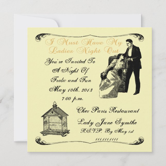 Ladies Night Out  With Bird Cage Invitation (Front)