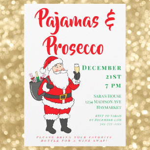 Ladies’ Night Pajamas & Prosecco Party Santa Invitation