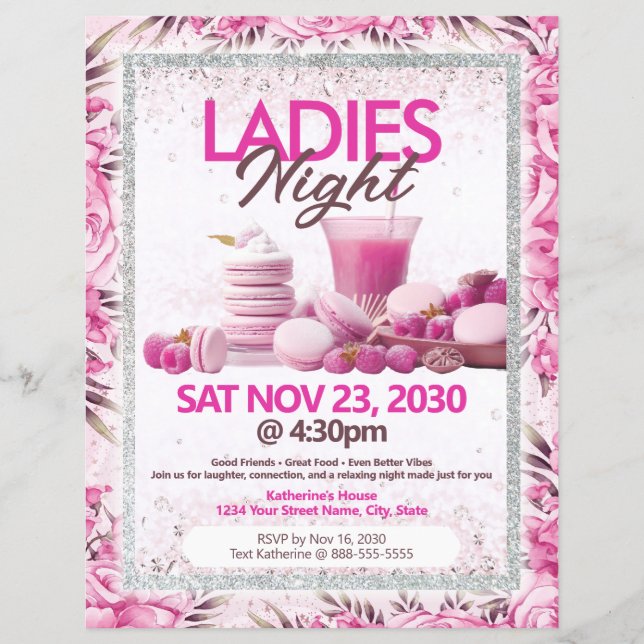 Ladies Night Party Pink Flyer Template (Front)
