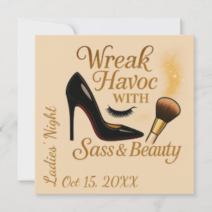 Ladies' Night Sass Wreak Havoc Glam Party Invite