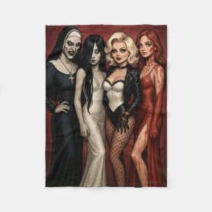 Ladies of horror glam it up fleece blanket