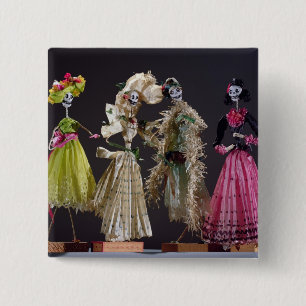 Ladies of the Day of the Dead, from Oaxaca 15 Cm Square Badge