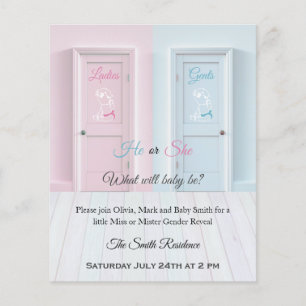 Ladies or Gents restroom pink blue gender reveal