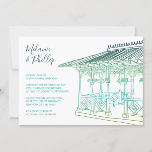 Ladies Pavilion Central Park New York Wedding Invitation