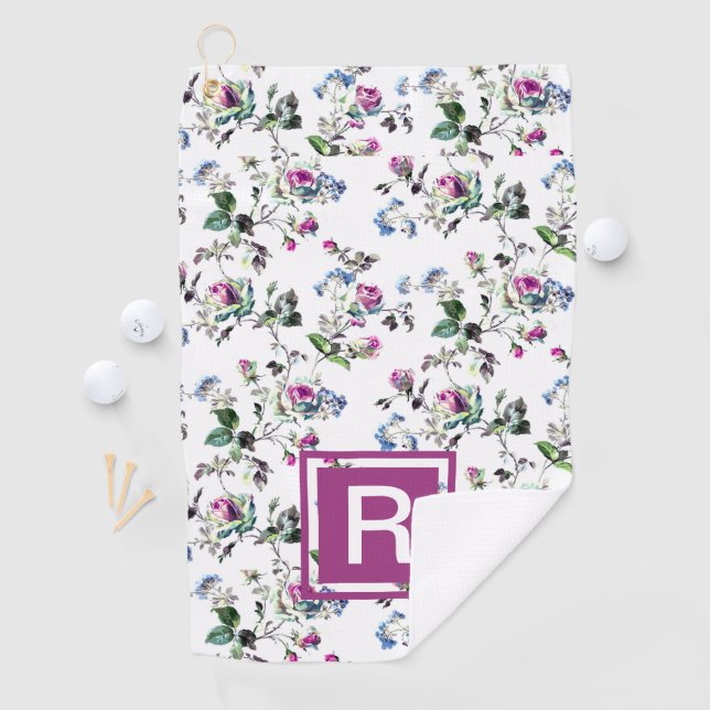 Ladies Personalised Floral Monogram Golf Towel (InSitu)