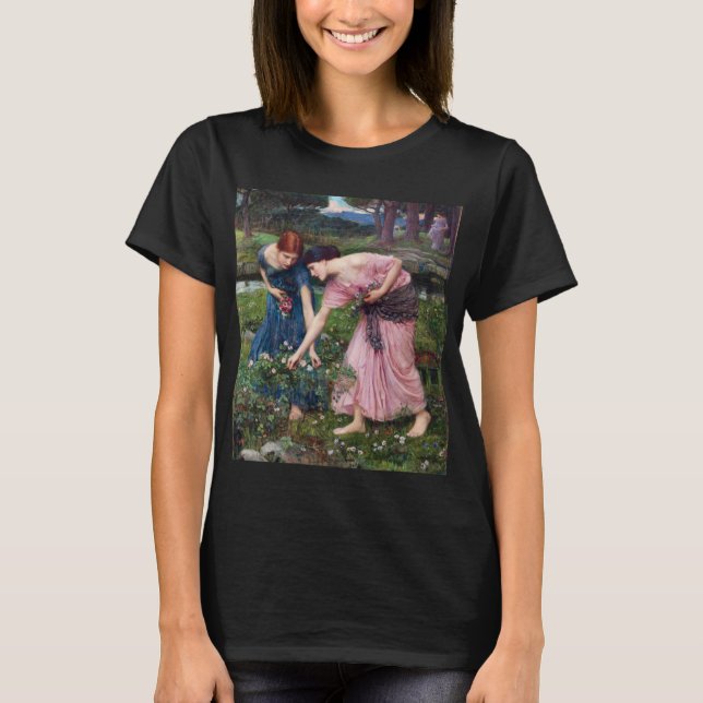 Ladies Picking Roses, John William Waterhouse T-Shirt (Front)