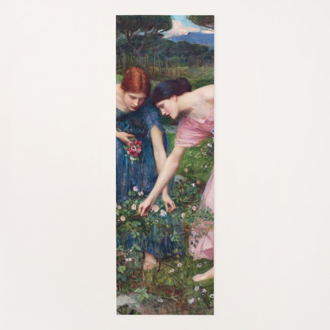Ladies Picking Roses, John William Waterhouse Yoga Mat (Front)