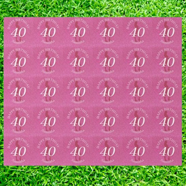 LADIES PINK GLITTER BIG BIRTHDAY WRAPPING PAPER (Celebrate in style with our pink glitter birthday golf gift! Perfect for the golf lover in your life)