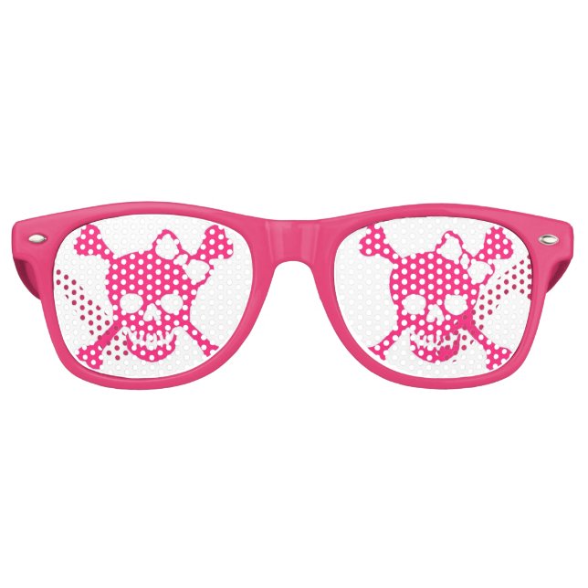 Ladies Pink Skull Party Shadez Retro Sunglasses (Front)