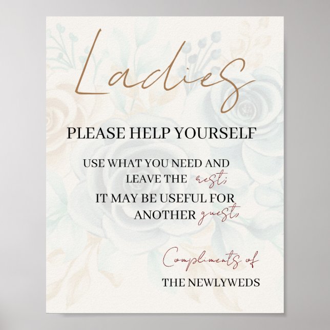 Ladies please help yourself wedding bathroom baske poster (Front)