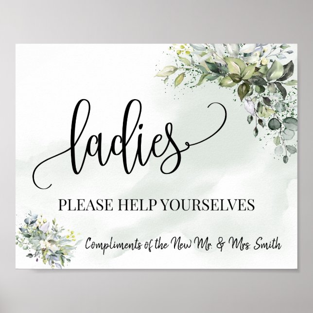 Ladies powder room wedding reception eucalyptus poster (Front)