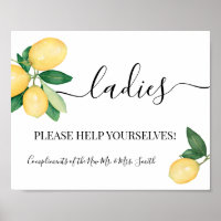 Ladies powder room wedding reception lemons sign
