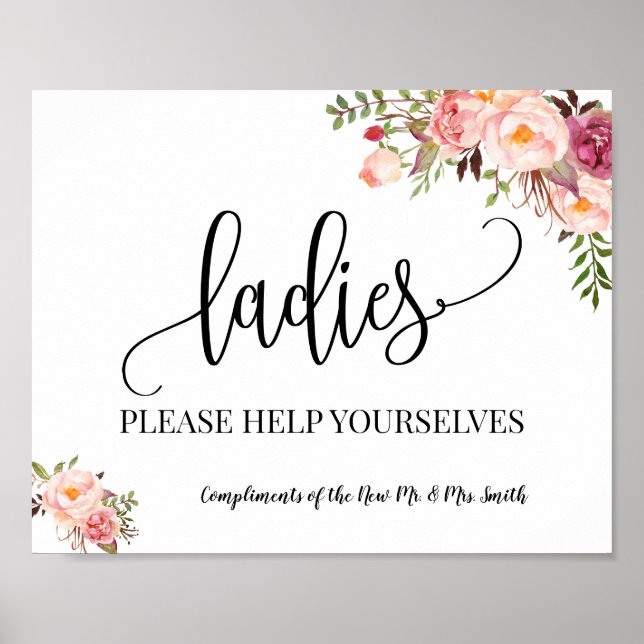 Ladies powder room wedding reception sign (Front)