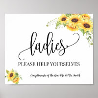 Ladies powder room wedding reception sunflowers