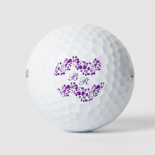Ladies Purple Floral Monogram Golf Balls