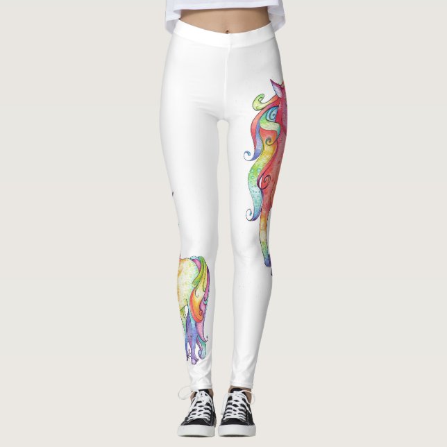 Ladies Rainbow Unicorn Leggings (Front)