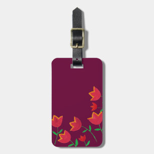 ladies red tulip flower luggage tag