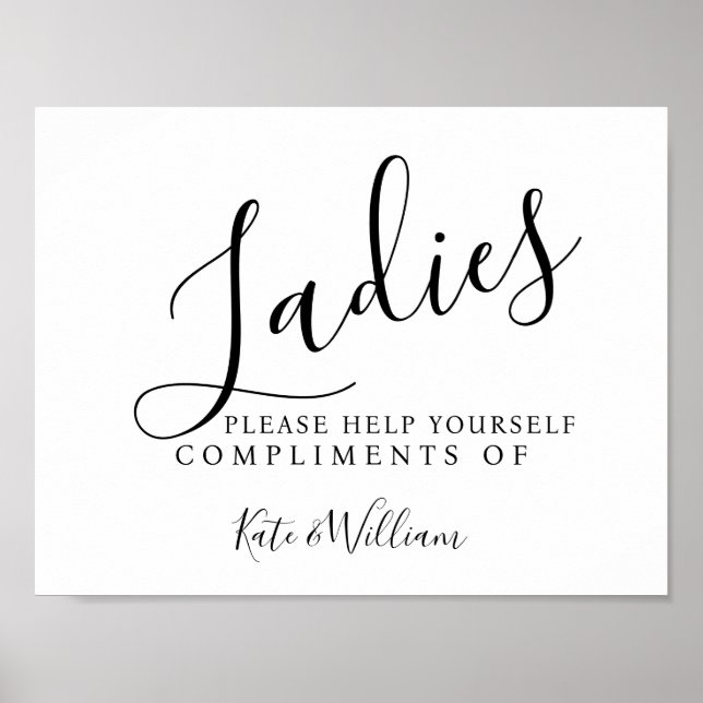 ladies restroom sign - toiletries basket Elegant (Front)