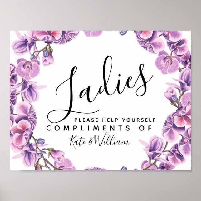 ladies restroom sign - toiletries basket purple (Front)