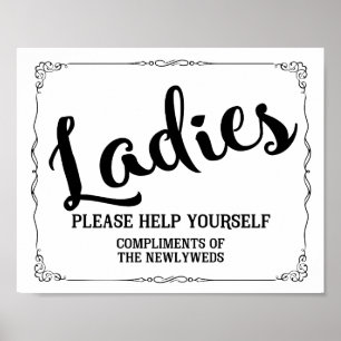 Ladies restroom sign - toiletries basket sign